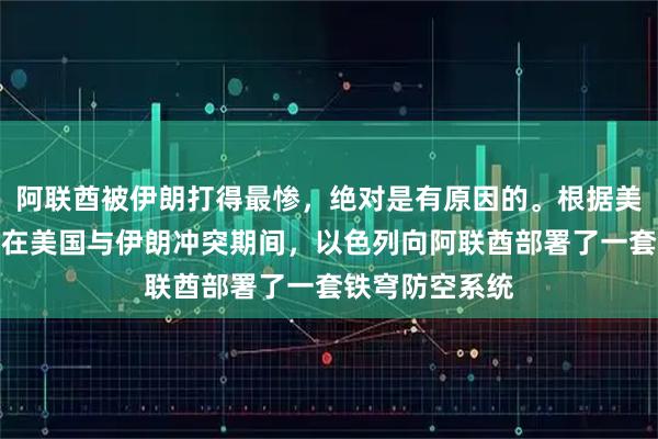 阿联酋被伊朗打得最惨，绝对是有原因的。根据美国媒体报道，在美国与伊朗冲突期间，以色列向阿联酋部署了一套铁穹防空系统