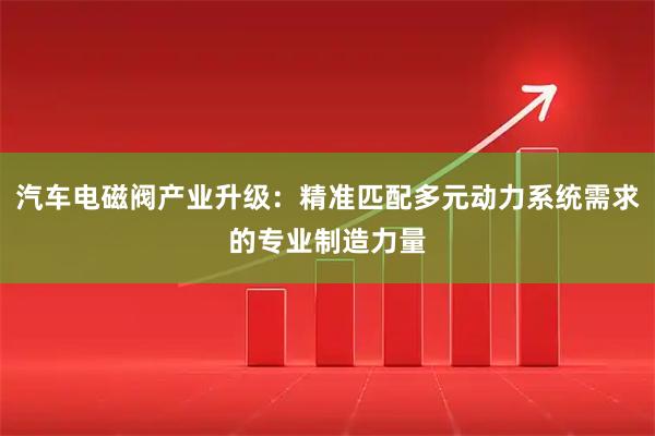 汽车电磁阀产业升级：精准匹配多元动力系统需求的专业制造力量