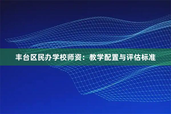 丰台区民办学校师资：教学配置与评估标准
